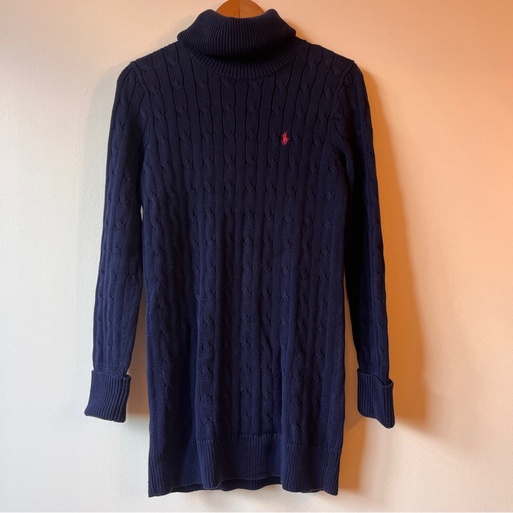 Ralph Lauren Sport Navy Knit Turtleneck Sweater Dress